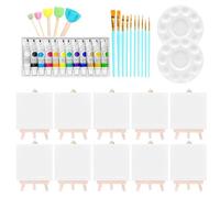 Uonguon Canvas Painting Kit, Mini Acrylic Set, 10 Piece Art Pack, Portable Washable Supplies, Creative Learning Craft, Girls, Kids, Adults, Artists, Home, Classroom, Party Activities Easy to Use
