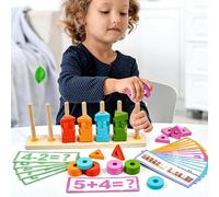 Uonguon Color Sorting Toys - Wooden Learning Educational Games, Kids Shape Sorting Stacking Toys with Vibrant Pigment Matching, Early Childhood Development Tool, Sensory Learning Set for Home Travel