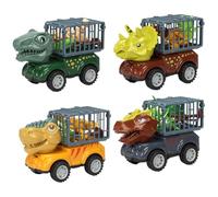 Uonguon Dinosaur Truck Toy, 4-Piece Vehicle Carrier Car Toy Set, 5.31x3.35x2.17 inches Push and Go Excavator Game with Transporter Fun Dinosaur Themed Activity for Imaginative Play