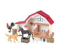 Uonguon Farm Animals Toys - Barn with Farm Animals, 24-Piece Sorting Set with Storage, Early Development Activity, Educational Science Toy for Preschool Kids Outdoor Play, 11.61x3.94x6.97 Inches