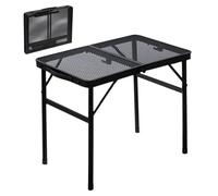 Uonguon Folding Camping Table, Compact Foldable Table, 23.62x15.75x22.05 Inches Heavy Duty, Bbq Tools Adjustable Height for Picnic, Beach, Fishing and Outdoor Activities