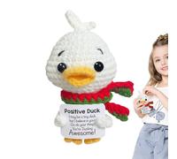Uonguon Funny Positive Duck, Handmade Support Duck, 2.95x2.36 inches Motivational Emotional Doll Desk Decor, Cheer Ducks Knitted Toy for Desktop and Windowsill