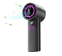Uonguon Portable Handheld Turbo Fan, Digital Display Mini Blower, 100 Speed Rechargeable Cooling Device, Quiet Personal Fan for Travel, Camping, Bedroom, Workplace, Gray, Pink and White Color
