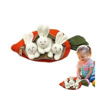 Uonguon Stuffed Bunny with Carrot - Plush Rabbit Toy, Hidden Carrot Storage Bag with Zipper Closure, Easter Holiday Supply, Interactive Children Cushion, Home Travel Accessory for Snuggling