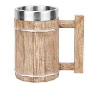 Uonguon Tazza da birra a botte, stile vintage, bicchiere rustico, grande capacità 600 ml, decorazione divertente per taverna, tazza con manico in ceramica, ideale per casa e ristorante, 15 x 15 x 8 cm