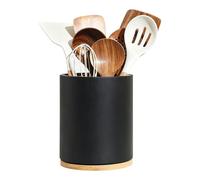 Uonguon Wooden Utensil Holder, 360° Rotating Storage Rack, 7.28x5.91 Inches Multi Functional Kitchen Counter Organizer, Knife and Cutlery Storage Stand, Ideal for Cooking Tools, Spoons, Forks