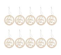 Uonlytech 10 pezzi di ritagli di note musicali in legno - Abbellimenti di note musicali naturali non finiti - Simboli in legno rustico vuoto da 3,93" per progetti di pittura di album di ritagli