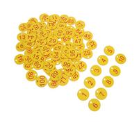 Uonlytech 100 Pezzi Targhette Numerate in Plastica Gialla Foro Rotondo per Organizzazione Comoda e Identificazione Facile Chiavi e Bagagli in Uffici e Ristoranti