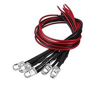 Uonlytech 10PCS Pre-Wired Lamp 12V 5mm Round Top Shape LED Flash Light Lampadina fissa per auto Boat Toys Parti lampeggianti fai da te (bianco) 20 x 0,8 x 0,8 cm rosso