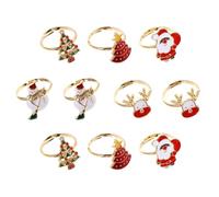 Uonlytech 10pezzi Anelli Creativi e Adorabili Orecchini Festivi Olio Gocciolamento Bianco Rosso Verde Design Cartoon Unisex Adatti Ragazze Ragazzi Comodi Eleganti Indossare