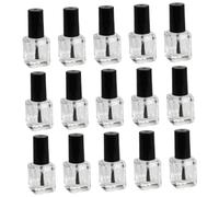 Uonlytech 15 Flaconcini Vuoti per Smalto con Pennello, Tappo Nero e Corpo Trasparente, Facili da Controllare, per Travaso Manicure