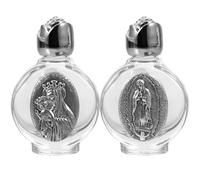 Uonlytech 2 Bottiglie D'acqua della Benedizione Ricaricabili in Vetro Goffrato 7x4x2 Cm Motivo Decorativo, Contenitori Sigillati per Acqua Santa e Oli Essenziali, per Viaggi e Bomboniere