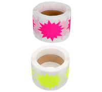 Uonlytech 2 di etichette adesive per prezzi per piccole imprese - Etichette adesive fluorescenti per prezzi - vuote scrivibili da 2 pollici per la marcatura delle vendite nei negozi al dettaglio,