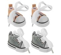 Uonlytech 2 paia di scarpe di tela per bambole - Fornitura di scarpe da ginnastica in tela per mini bambole da 17 cm - Calzature per case delle in miniatura per abiti BJD, accessori per decorazioni