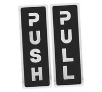 Uonlytech 2 Pezzi Adesivi Push-pull per Porte in Acrilico Nero Argento, Etichette per Porte in Vetro per Negozi, Uffici e Ristoranti, Cartelli Adesivi per Segnaletica Aziendale e Flusso