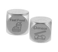 Uonlytech 2 pezzi Dadi Decisionali in Acciaio Inossidabile per Scelte Alimentari Gioco Creativo per Cena e Pianificazione Pasti Accessorio Divertente per Famiglia e Feste