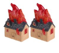 Uonlytech 2 pezzi di scena di fiamma in miniatura per casa delle bambole: casa artificiale in fiamme per micro paesaggio - statuetta in resina per tavolo di sabbia - giocattolo di finzione per bambini