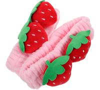 Uonlytech 2 Pezzi Fascia Chioma Elastica a Forma di Fragola, Fascia per Lavaggio Viso e Trucco, Accessorio Morbido per Donne e Ragazze, per Spa e Cura della Pelle