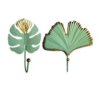 Uonlytech 2 pezzi Ganci Appendiabiti da Parete Senza Foratura Ganci Creativi Mini per Cappotti e Cappelli Supporto Multiuso per Casa Ufficio Cucina Bagno Verde e Oro