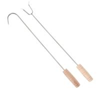 Uonlytech 2 Pezzi Gancio per Carne Professionale con Manico in Legno Robusto e Multifunzione per Barbecue per Grigliate Camping e Uso Quotidiano