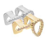 Uonlytech 2 Pezzi Grills Dentali Placcati Oro Cuore Intagliato Hollow per Uomini e Donne Denti cap Crown in Rame con Design Diamantato Facile da Installare e Comodo da Indossare