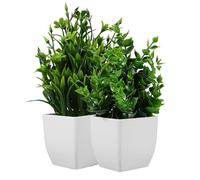 Uonlytech 2 pezzi Piantine Finte Decorative in Vasetto Bonsai Artificiale Realistico per Interno ed Esterno per Soggiorno Cucina Ufficio e Giardino Decorazione Verde Naturale
