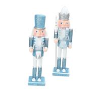 Uonlytech 2 pezzi Schiaccianoci in Legno Blu con Fiocco di Soldatino Tradizionale per Decorazioni Natalizie da Tavolo Artigianato Robusto e Creativo per Feste di Natale