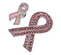 Uonlytech 2 pezzi Spille Nastro Rosa per Consapevolezza Cancro al Seno in Lega con Pietre Eleganti Spille da Sicurezza per Donne Accessori Charity per Giornata Contro Tumore