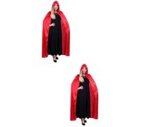 Uonlytech 2 Pezzi Strega Cappuccio in Poliestere per Halloween Cosplay | Lunga e Morbida, Si Annoda al Collo, per Giochi di Ruolo e Foto di Halloween, Colore Rosso