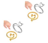 Uonlytech 2 Set Anello Della Coda Per Gatto Anelli All'uncinetto Per Dito Anelli All'uncinetto A Maglia Per Il Dito Anelli Lavorati A Maglia Anelli Di Tensione Del Filo Lega 4 Pezzi * 2