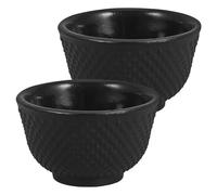 Uonlytech 2 Tazze da Tè in Ghisa senza Manico 35Ml Piccole Tazze da Tè Tradizionali Cinesi Kung Fu Resistente Ferro e Uso Domestico Stile Retrò Vintage per Ristorante e Casa