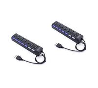 Uonlytech 2pezzi Hub Usb Porte Con Interruttori Indipendenti Hub Dati Per Pc e Laptop Nero Trasferimento Veloce e Compatibile Con Usb Indicatori Led e Materiale Durevole