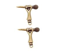 Uonlytech 2pezzi Portachiavi Forma Di Microfono Decorativo e Creativo Realizzato in Materiale Resistente e Pratico Per Borse, Zainetti e Interni Auto