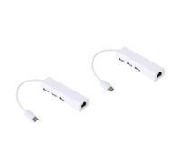 Uonlytech 2pezzi Type-c Hub Ethernet Con Porte Usb Adattatore Lan Per Smartphone e Laptop Supporto Otg Connessione Stabile e Veloce Compatibile Con Plus Note
