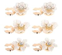 Uonlytech 3 Paia di Gemelli da Polso Femminili Eleganti a Forma di Fiore Perle e Strass, Leggeri e Rimovibili, per Camicie da Cerimonia e Riunioni di Lavoro Beige