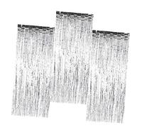 Uonlytech 3 Pezzi Copertura Antipioggia per Feste Decorativa in Argento Realizzata in Materiale Plastico Leggero e Portatile per Usi Sul Palco Compleanni Festival e Decorazioni per Pareti