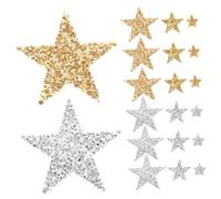 Uonlytech 30 pezzi Toppe Termoadesive in Poliestere con Strass Forma Stella per Riparazioni e Decorazioni Borse Cappelli Color Argento e Oro
