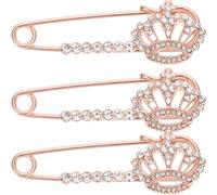 Uonlytech 3pezzi Spilla Corona Strass Fermaglio da Donna per Cardigan e Sciarpe Accessorio Decorativo per Abbigliamento