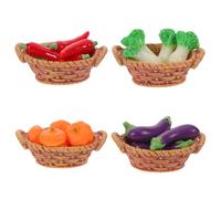 Uonlytech 4 mini cestini per verdure per casa delle bambole: cestino portatile per cibo da gioco in miniatura - figurina di verdure per casa delle bambole, micro paesaggio, frutta e verdura in resina