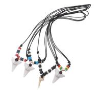 Uonlytech 4 Pezzi Collana Dente Squalo Regolabile in Acrilico e Legno Gioielli Surf da Spiaggia per Uomo Accessorio Estivo Stile Oceano per Sport Outdoor e Vita Avventurosa