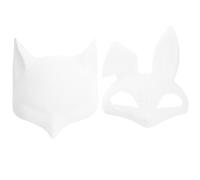 Uonlytech 4 Pezzi Maschere Mascherata Bianche in PVC per Donna Maschere Animali Coniglio e Volpe per Feste e DIY Verniciatura Personalizzata