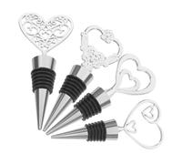 Uonlytech 4pezzi Tappi per Bottiglie di Vino in Sughero Riutilizzabili Forma di Cuore Tappi per Bevande per Bottiglie per Feste di Nozze Campeggio e Bar