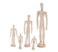 Uonlytech 5 Pezzi Manichini Artisti in Legno Regolabili con Base Figure Articolate per Studio Anatomia e Disegno su Tavolo Modelli Resistenti e Stabili per Pratica Artistica
