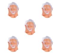 Uonlytech 5 Pezzi Maschera Vecchio Uomo Realistica in Lattice Bianco, Riutilizzabile e Comoda, per Feste in Maschera e Halloween per Adulti con Effetto Rughe Spettrale