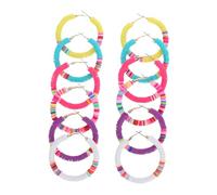 Uonlytech 6 paia Orecchini Bohemien Cerchio Colorati in Argilla Polimerica Leggeri e Artigianali Cerchi con Pietre Stile Africano e Tribal Chic Accessorio Femminile Versatile per Ogni