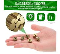 Uonlytech 6 pezzi Dadi in Ottone Antico per Giochi da Tavolo Piccoli e Leggeri con Angoli Arrotondati Resistenti e Facili da Trasportare per Giochi di Ruolo e Scommesse Design Vintage