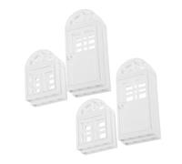Uonlytech 8 Pezzi Miniature Dollhouse Door And Window Kit in Realistic Plastic Frames For DIY Mini Furniture Accessories Creative Model House Decoration Supplies