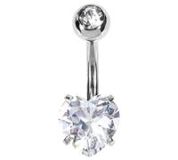 Uonlytech Anello Piercing per Pancia Donna Acciaio Inossidabile Cuore Zircone Brillante Elegante e Ipoallergenico