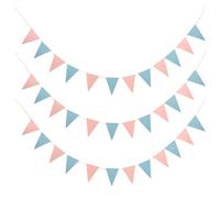 Uonlytech Bandierine Triangolari Glitterate per Shower Decorazioni da Appendere per Feste di Rivelazione del Sesso Set da 3 Pezzi in Carta Leggera Rosa Perlato e Blu Paillettes Adatte