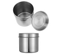 Uonlytech Barattolo Inox 2 Pezzi Acciaio 304 Coperchio Ermetico per Caffè | Set Impilabile, Apertura Ampia e Struttura Leggera, Finitura Argentata, per Dispensa, Hotel e Erbe